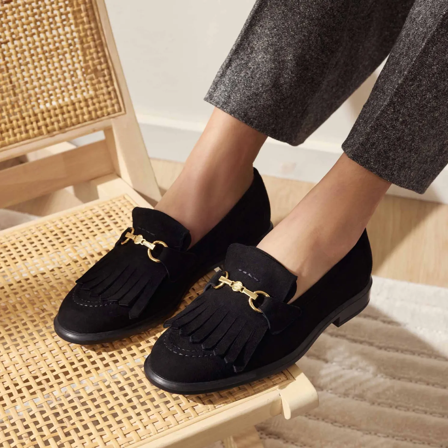 Vendôme Lave zwarte suède loafers