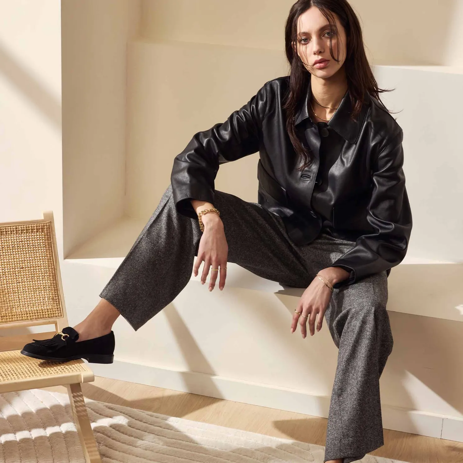 Vendôme Lave zwarte suède loafers