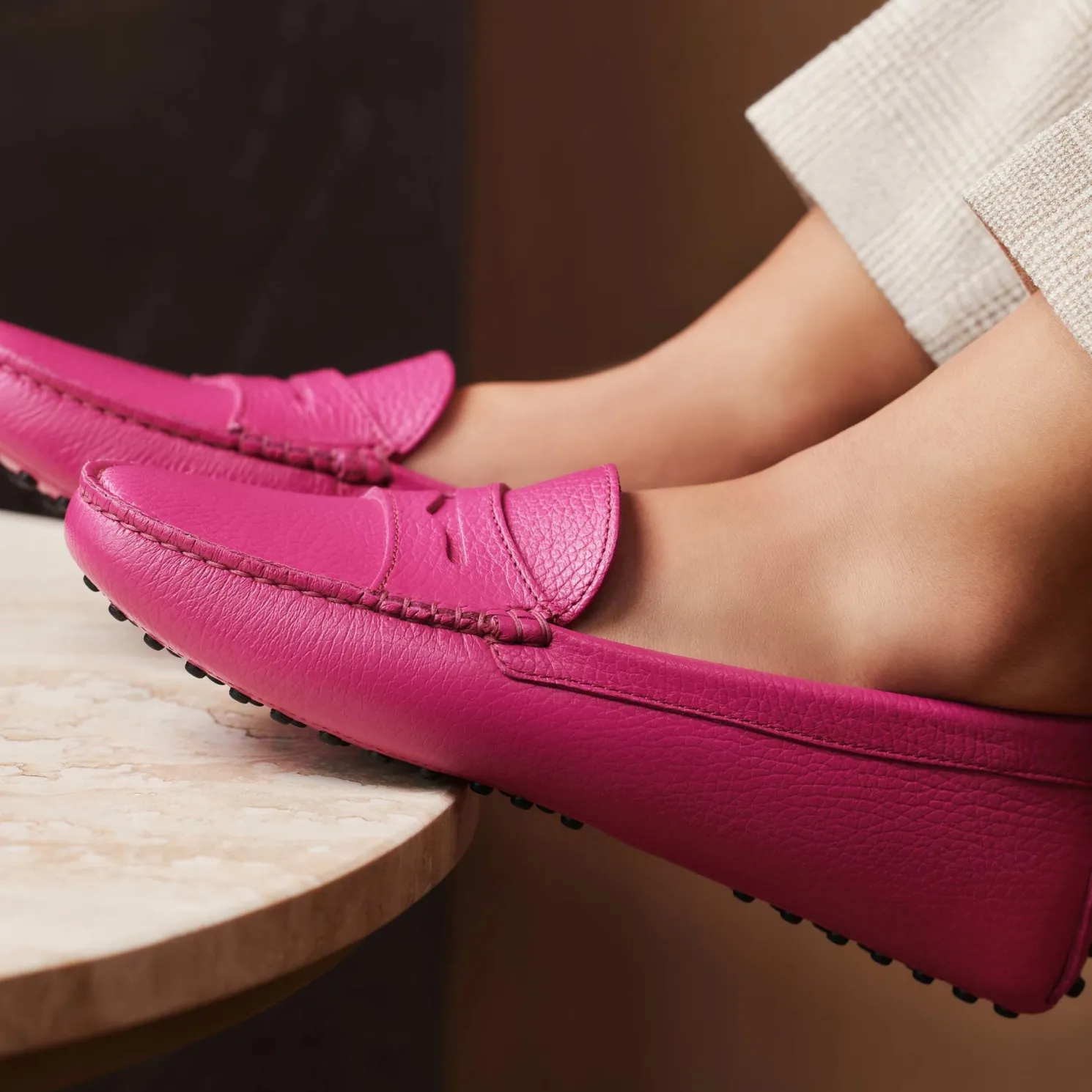 Vendôme Marie fuchsia leren mocassins van kalfsleer